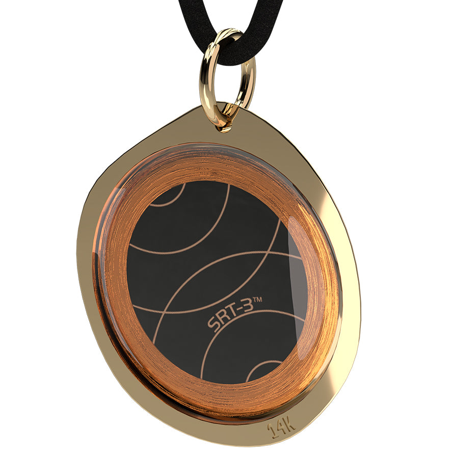 Q-Link Gold Pebble SRT-3 Pendant (Brushed)
